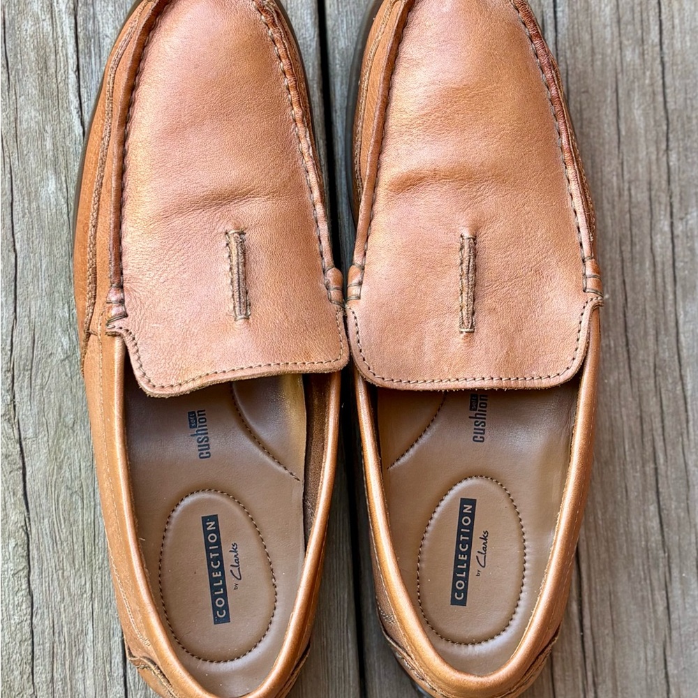 Clarks Collection Men's Soft Cushion Tan Slip On Loafers Driving Mocs Sz 10.5M - Picture 3 of 8